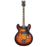 Welson hollow body electric guitar, made in Italy; Finish: sunburst, minor dings and other surface