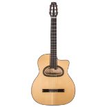 Steve Toon D-NY nylon string Maccaferri D hole guitar, made in England; Back and sides: maple;