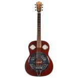 1970s Dorado resonator guitar, made in Japan; Finish: stained mahogany, blemishes to the back and
