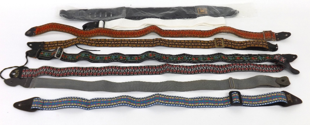 Good selection of vintage and later woven and fabric guitar straps