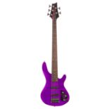 Wesley five string purple Perspex bass guitar