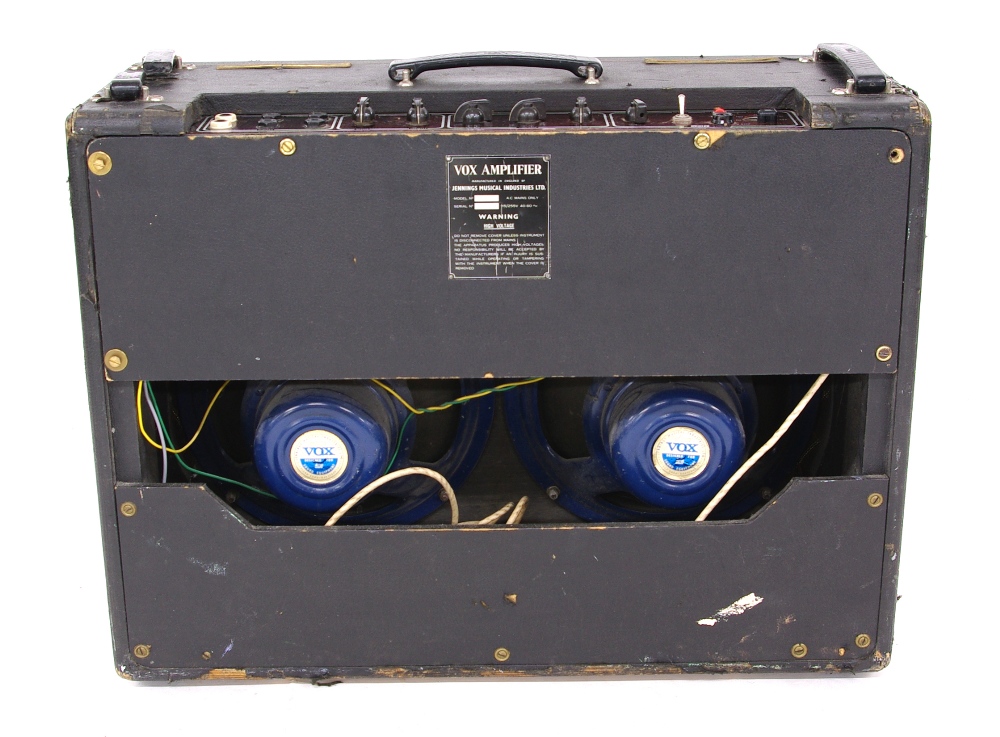 Early 1960s Vox AC30 guitar amplifier, made in England, ser. no. 7612N, copper control panel, blue - Image 3 of 3