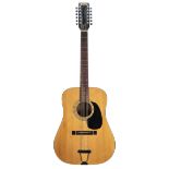 Kiso-Suzuki WT-100A twelve string acoustic guitar; Back and sides: mahogany, minor scratches; Table: