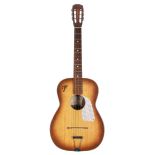 Eko small bodied acoustic guitar, made in Italy; Finish: sunburst, minor imperfections; Fretboard: