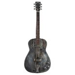 Alden electric resonator guitar, chips to headstock and marks to body