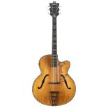 1960 Hofner Golden archtop guitar, made in Germany, ser. no. 6; Finish: blond, various wear to the