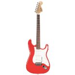 Squier by Fender Affinity Series Strat electric guitar, red finish, gig bag