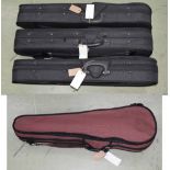 Four violin shaped cases with outer zipper covers (4)