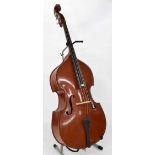 Romanian three-quarter size double bass, length of back 44", soft case