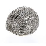 Impressive 14ct pavé diamond bombe design dress ring, round brilliant-cut, band width 22.5mm,