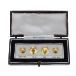 Gentleman's 9ct four piece stud set in box, 3.2gm