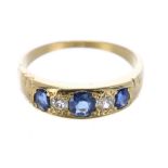 18ct sapphire and diamond five stone ring, 3.5gm, ring size N