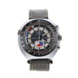 Sicura Chrono-Graphe stainless steel gentleman's wristwatch, circa 1970s, fixed black tachymetre