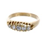 18ct five stone old-cut diamond ring, 0.35ct approx, Birmingham 1914, 3.6gm, ring size L