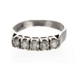 18k white gold diamond five stone ring, round brilliant-cut, 0.45ct approx, clarity SI, colour K-