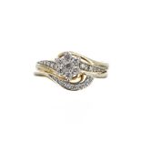 9ct diamond tow piece bridal ring, 0.44ct, 5gm, ring size R