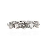 Good platinum five stone diamond ring in a claw setting, 1.25ct approx, clarity SI2/-1, colour I-