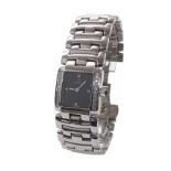 Eterna Minx stainless steel and diamond lady's bracelet watch, ref. 2608.49, black dial with diamond