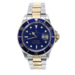 Rolex Oyster Perpetual Date Submariner gold and stainless steel gentleman's bracelet watch. ref.