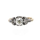 18ct and platinum solitaire diamond ring, round old-cut, 0.60ct approx, clarity VS-SI, colour I-J,