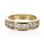 18k yellow gold diamond half hoop ring, with seven round brilliant-cuts, 0.50ct approx, clarity