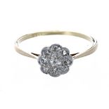 Antique 18ct diamond flower ring, 1.7gm, ring size Q