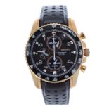 Seiko Sportura Solar gold plated chronograph gentleman's wristwatch, ref. V172- 0AS0, leather strap,