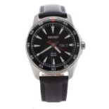 Seiko Solar 100M stainless steel gentleman's wristwatch, ref. V158-0AY0, black strap, 45mm - **