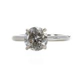 Large 18ct white gold solitaire diamond ring, round brilliant-cut 2.06ct, clarity I2, colour I-J,