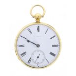 Joseph Penlington, Liverpool 18ct free-sprung pocket watch, London 1852, free-sprung three-quarter