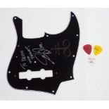 Geddy Lee - signed signature pickguard and three Rush picks *This one-off pickguard was etched via