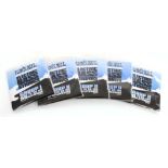 Five sets of Ernie Ball custom gauge flat wound electric bass guitar strings