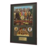 The Beatles interest - Sir Peter Blake signed Les Paul pickguard, framed below the 'Sgt. Pepper's