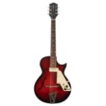 1960s Egmond Lucky 7 hollow body electric guitar in need of attention; Finish: red burst, various