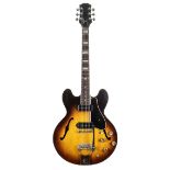 1961 Epiphone Casino semi-hollow body electric guitar, made in USA, ser. no. 9xx5; Finish: sunburst,
