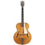 1950s Abbott-Victor acoustic archtop guitar, made in England; Finish: natural, lacquer checking
