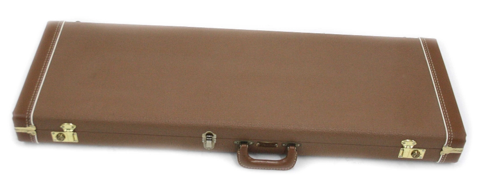 Fender G & G hard case with brown exterior and yellow interior