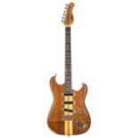 Late 1970s El Maya electric guitar; Finish: walnut with maple through neck centre stripe, various