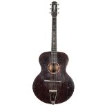 1930s J.G Abbott Troubadour acoustic guitar, made in England, bearing an Alex Burns Limited retail