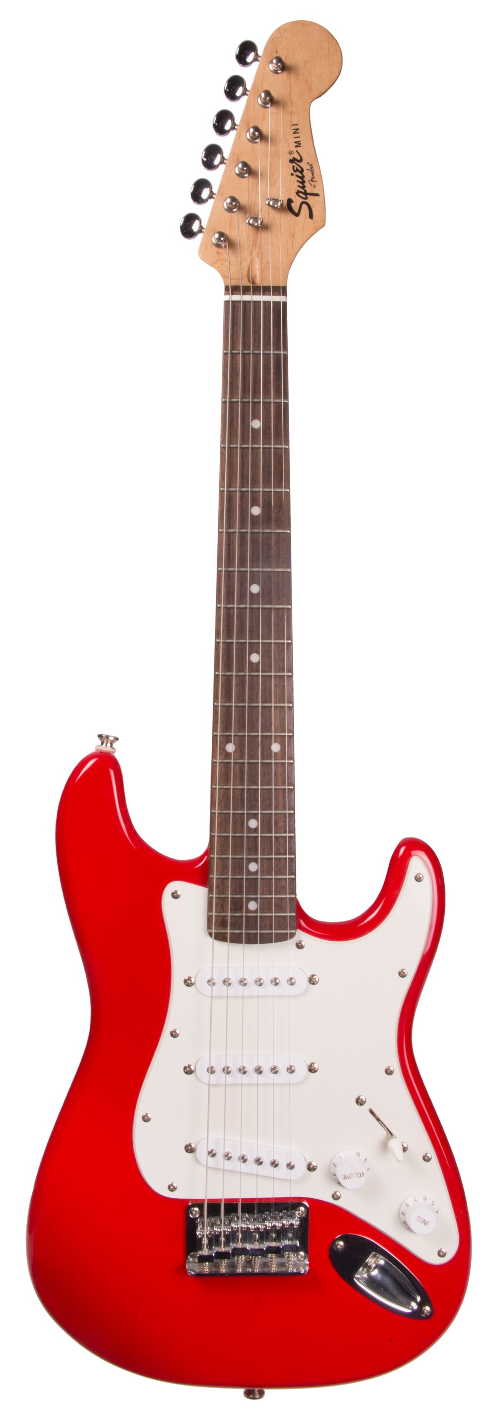 Squier by Fender Mini electric guitar, red finish, gig bag