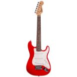 Squier by Fender Mini electric guitar, red finish, gig bag