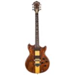 1979 Greco Speedway electric guitar, made in Japan, ser. no. E79xxx3; Finish: walnut with maple