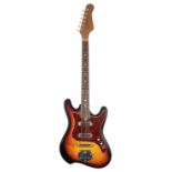 1960s Teisco electric guitar, made in Japan, sunburst finish, scuffs and other minor marks;