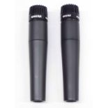 Two Shure SM57 dynamic microphones, soft bag