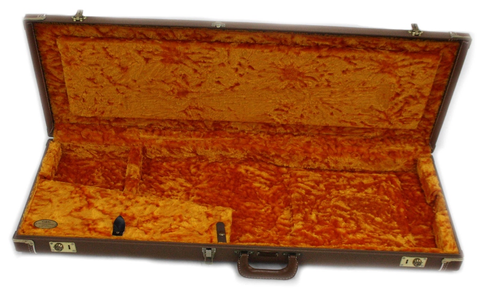 Fender G & G hard case with brown exterior and yellow interior - Image 2 of 2