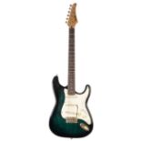 Hohner Professional ST59 electric guitar; Finish: green burst; Fretboard: rosewood; Frets: good;