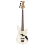 2016 Fender Mustang PJ Bass guitar, made in Mexico, ser. no. MX16xxxx43; Finish: Olympic white;