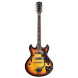 1960s Audition hollow body electric guitar, made in Japan; Finish: sunburst, minor imperfections;