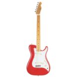 1981 Fender Bullet electric guitar, made in USA, ser. no. E1xxxx1; Finish: red, various surface