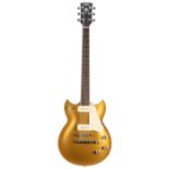 Yamaha SG1802 electric guitar, made in Japan; Finish: gold top; Fretboard: rosewood; Frets: good;